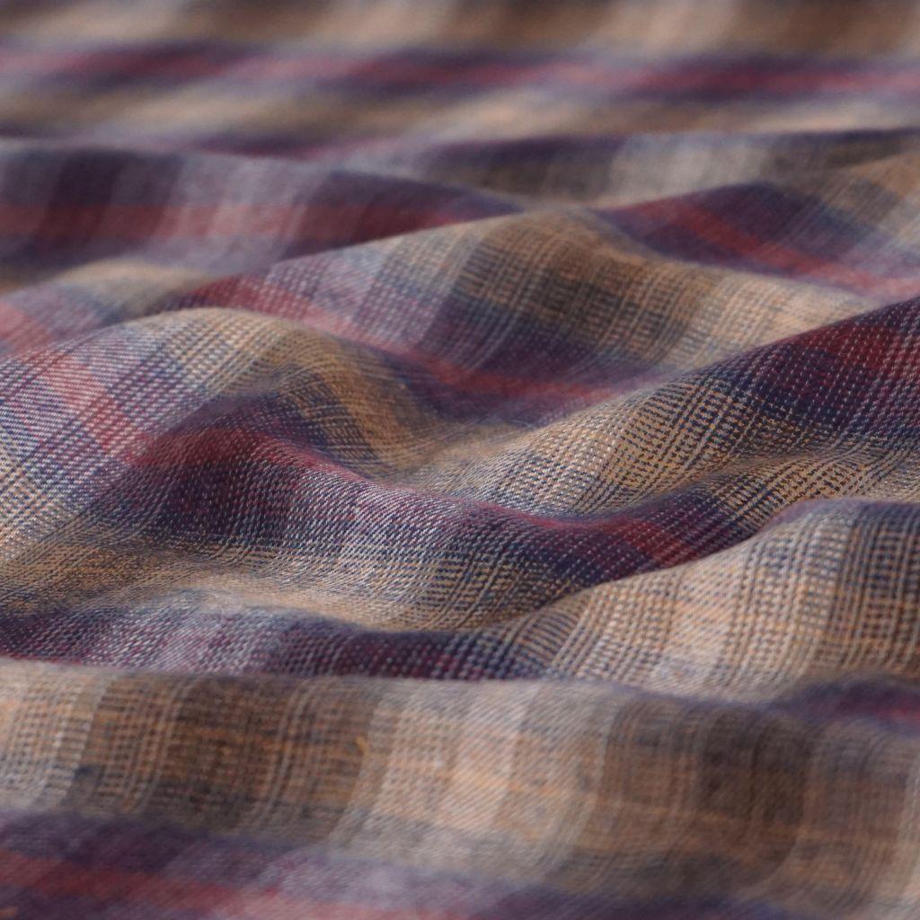 Flanell Baumwolle Karo bunt melange lila ocker blau rot